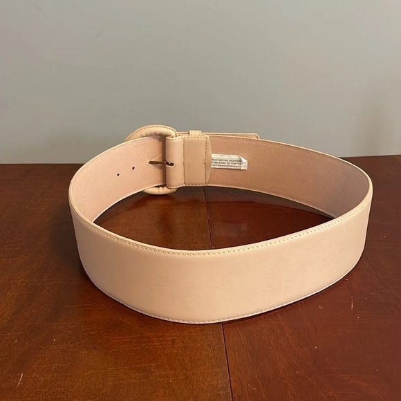 LE CHATEAU Nude Peachy Pink Wide Belt Faux Leather 80’s Vibe Size XL - Picture 4 of 9